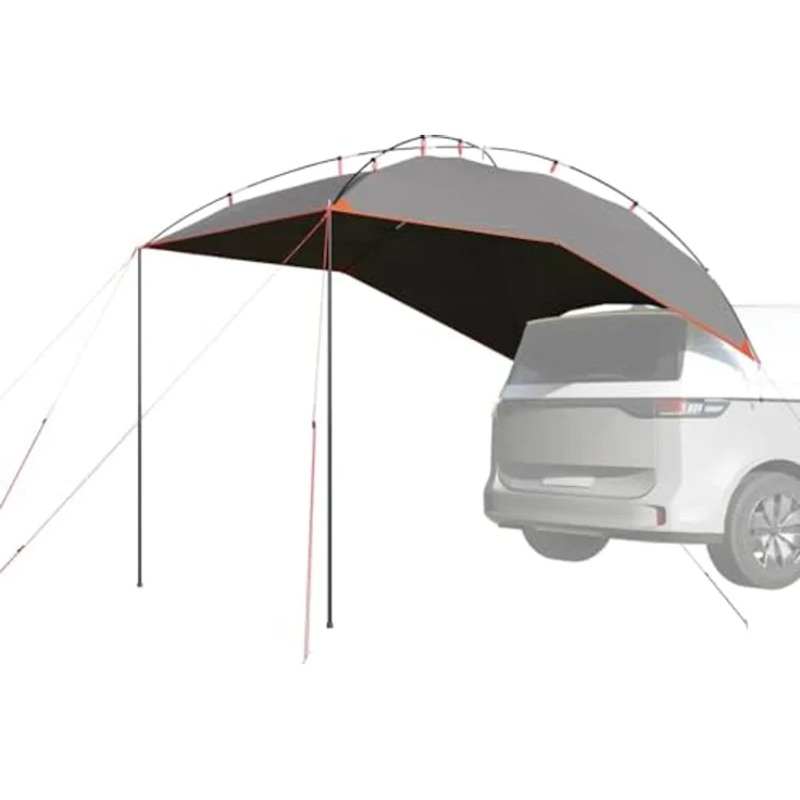 vidaXL Autozelt Grau und Orange, Wasserdichtes Zelt für Camping und Reisen, Einfacher Aufbau, Passt zu den meisten Automodellen – Bild 3