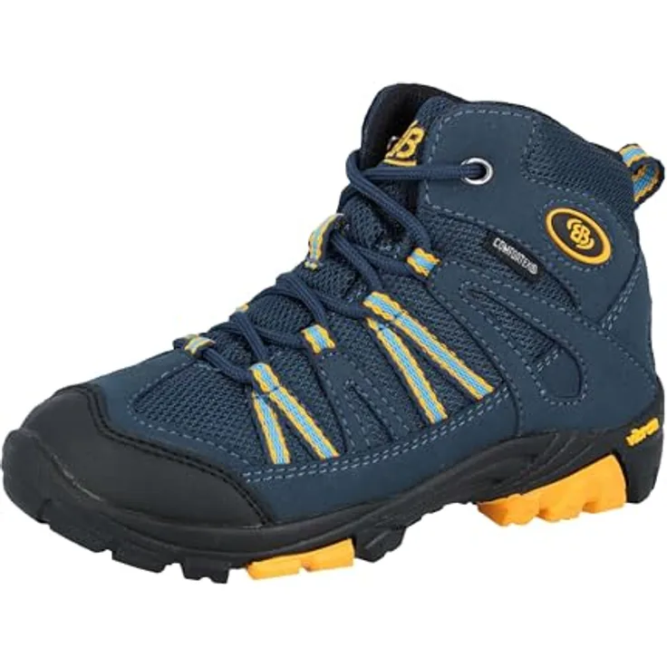 Brütting Ohio High, Jungen Wanderschuhe mit regulierbarer Schnürung und rutschfester Vibram-Laufsohle, Blau