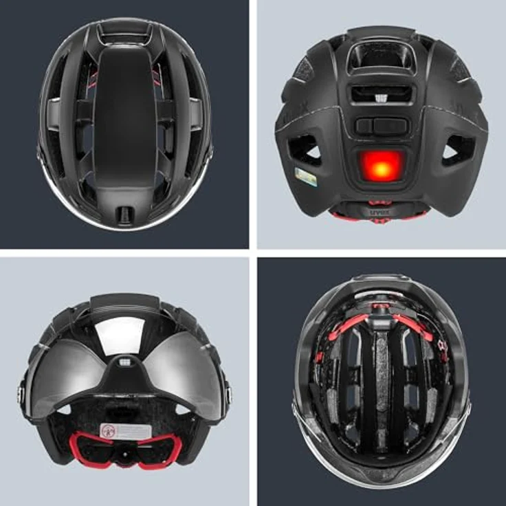 Uvex Sports Velohelm, matt schwarz, für Kopfumfang 56-61 cm, mit Visierscheibe und 19 Belüftungsöffnungen – Bild 4