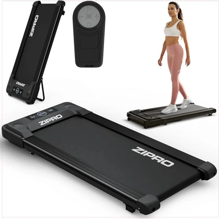 ZIPRO YOUGO Laufband für Zuhause Klappbar Elektrisches Laufband, Walking Pad für Schreibtisch, Geschwindigkeit 1-6 km/h, Max. Benutzergewicht 110 kg, Bluetooth-Lautsprecher, Fernbedienung, LED-Anzeige, Kompakt – Bild 1