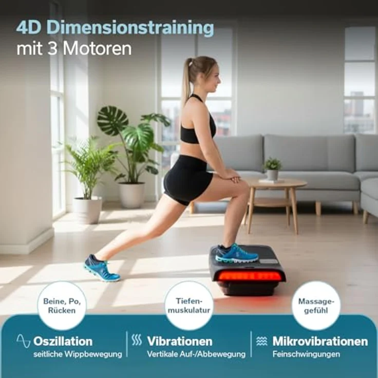 Skandika 4D Vibrationsplatte V3000 Plus, 1200 Watt Spitzenleistung, 3D Faszientraining, Bluetooth-Lautsprecher, rutschfeste Trainingsfläche – Bild 5