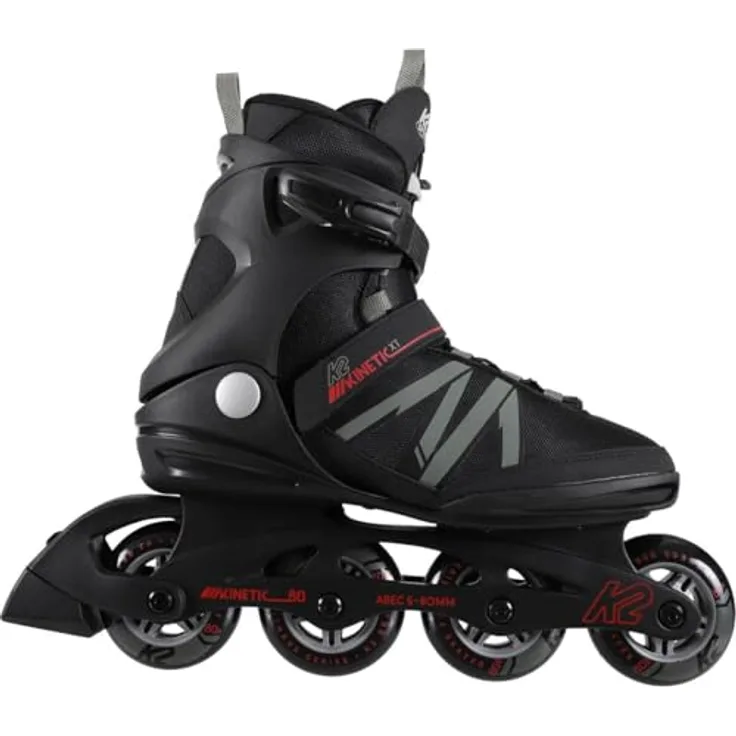 K2 Skates KINETIC 80 PRO XT M Inline Skates Herren, schwarz-grau-rot, Größe EU 40.5, mit Stability Plus Cuff und F.B.I.-Schiene для optimalen Tragekomfort und Gleichgewicht