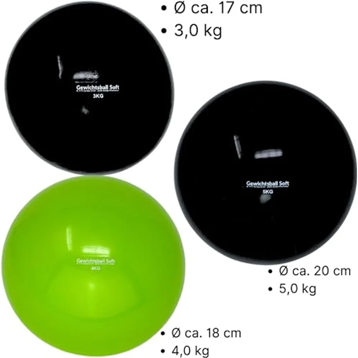 ATC Handels GmbH Gewichtsball Soft einzeln in verschiedenen Gewichten mit Sand gefüllt für Yoga, Pilates, Reha und Fitness - Toningball, Heavy Ball, 0,5 kg – Bild 5