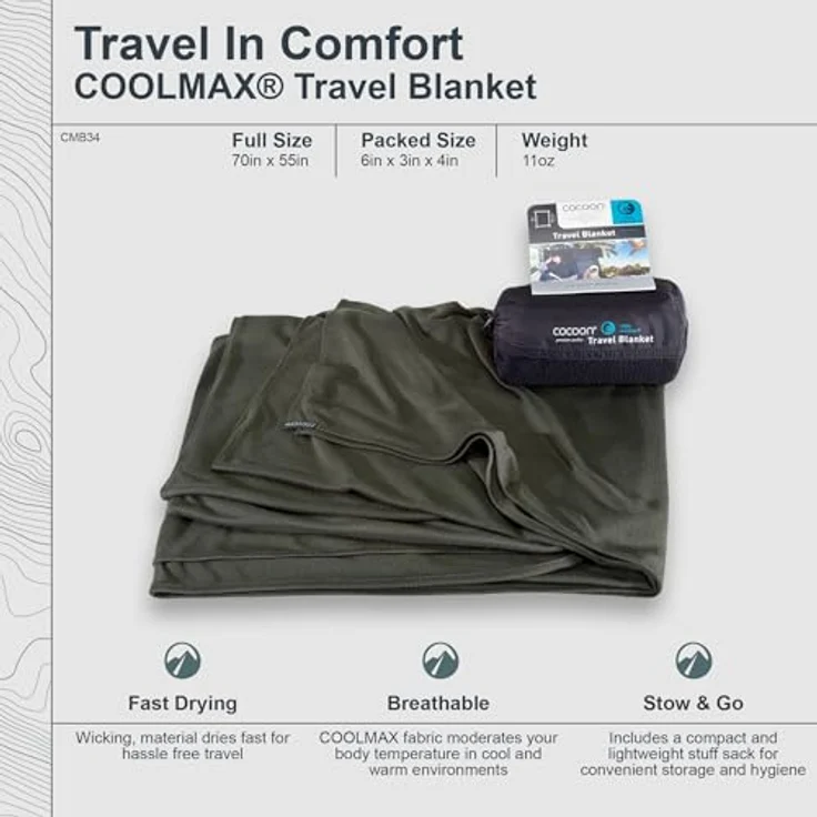 COCOON Reisedecke Travel Blanket - Coolmax Microfaser, ultraleicht und atmungsaktiv, inklusive Packsack – Bild 3