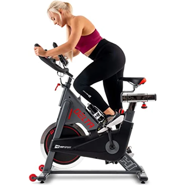 HS HOP-SPORT Indoor Cycling Bike Fahrrad HS-065IC - Speedbike mit LCD-Display und 20 KG Schwungrad - bis 150kg, Schwarz – Bild 1