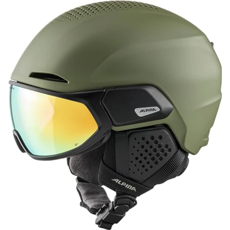 ALPINA Alto Q-LITE, sicherer Skihelm mit kontrastverstärkendem Visier, individuell anpassbar, Olive matt, Größe S (51-55 cm) – Bild 1