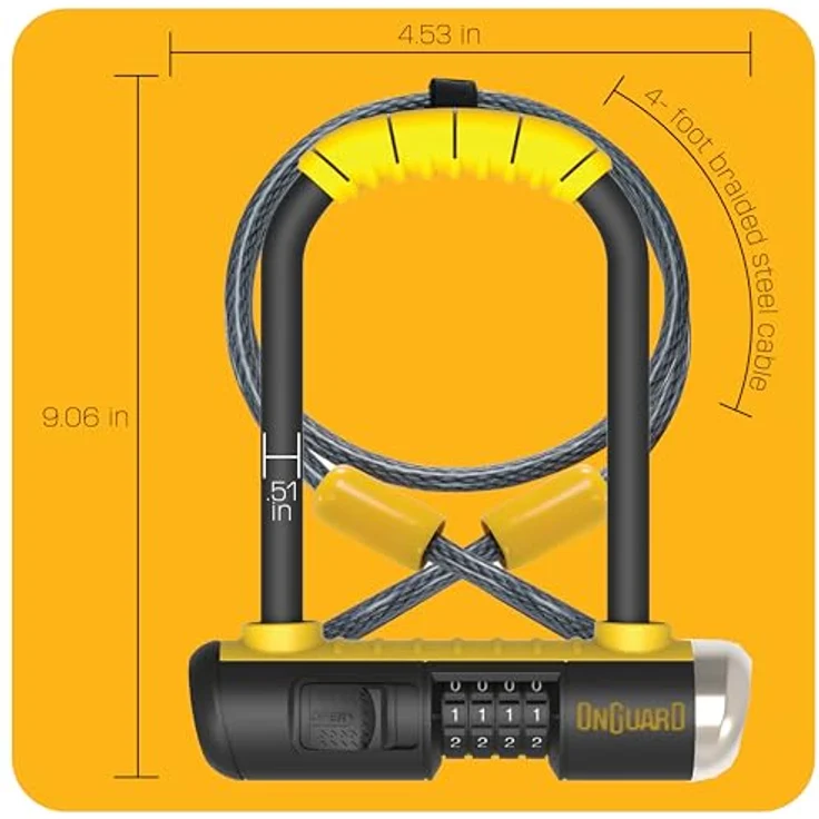Onguard Combo DT 8012C, Veloschloss mit 13 mm Bügel, gehärtetem Stahl, 10.000 Kombinationen, inklusive Montagezubehör – Bild 3
