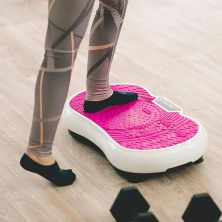 Coradoma Vibrationsplatte Ultra Slim, Fitnessgerät mit Bluetooth, 300 Watt, inkl. Power Dehnbänder, max. 120 kg, Oszillation für Zuhause – Bild 5