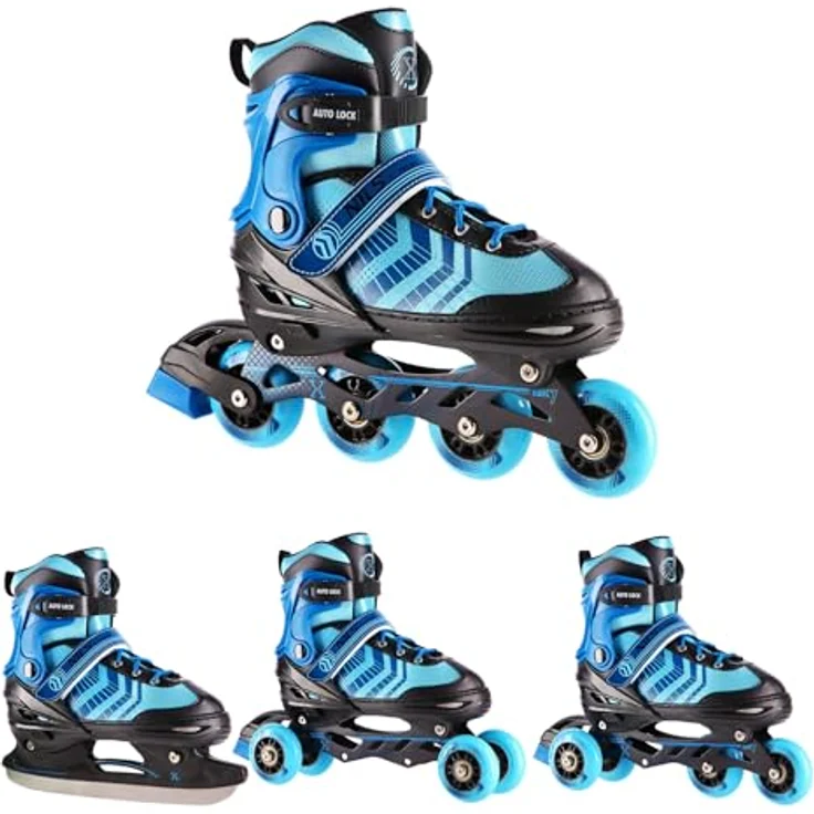 Nils Extreme Nh18192A Schwarz-Blau Gr.s(29-33) Schlittschuhe 4In1 – Bild 2