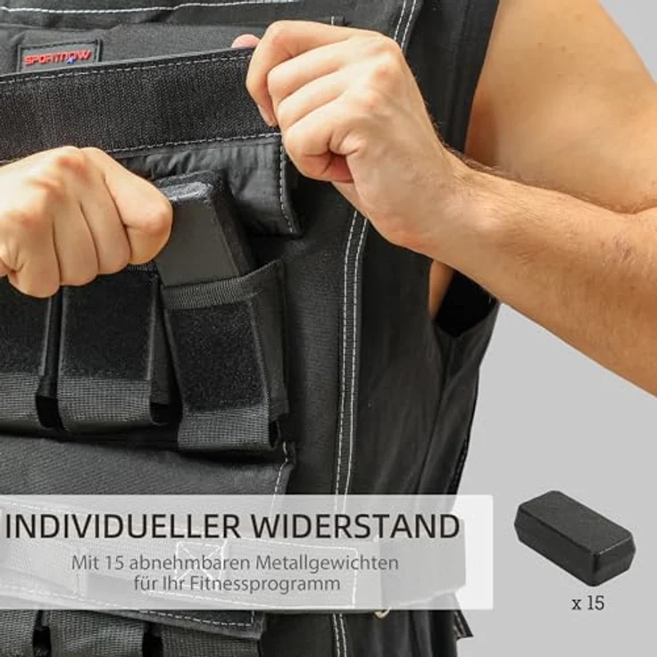 SPORTNOW Gewichtsweste verstellbar, 20kg mit reflektierenden Streifen, für Gewichtheben und Fitness, Schwarz – Bild 3