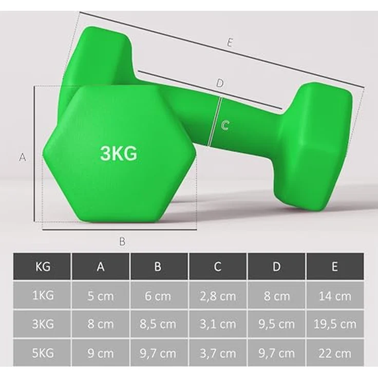 SPORTNOW Hanteln Set 6 Kurzhanteln mit Klappbarem Hantelständer, 2 x 1kg, 2 x 3kg, 2 x 5kg Hexagon-Hanteln, Kugelhantel für Fitness, Gymnastik, Zuhause, farbig – Bild 5