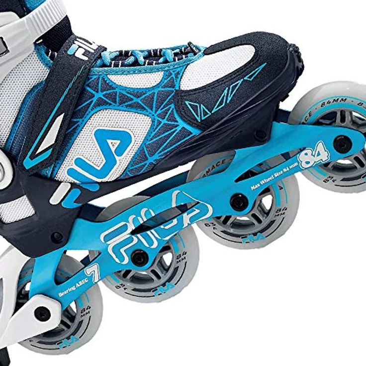 Fila Legacy Pro 84 W, Damen Inline-Skates in Weiß und Blau, ABEC 7 Lager, hohe Knöchelunterstützung, Aluminium-Platte 6000 – Bild 5