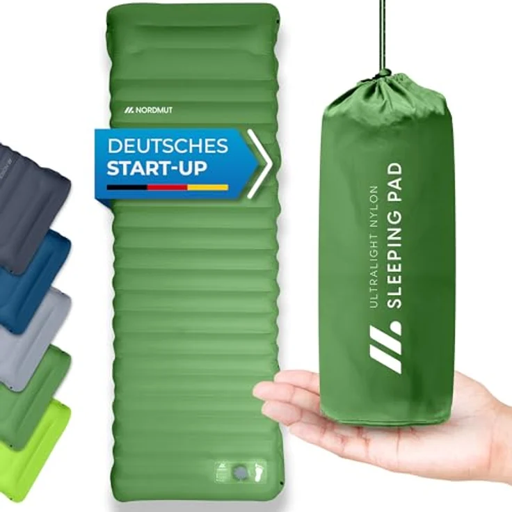 NORDMUT® Isomatte 10 cm, Schnellaufblasend mit integrierter Fußpumpe, Kompakt und Ultra komfortabel für Camping, 40D Ripstop Nylon, Wetterbeständig – Bild 1