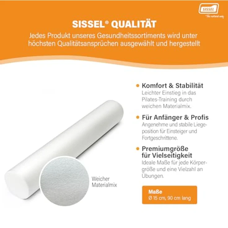 SISSEL Pilates Roller 90cm Weiß, Optimal für Balance & Stabilität, Inkl. Übungsposter, Ideal für Rehabilitation & Core-Training, Premium Material, Für Anfänger & Fortgeschrittene – Bild 4