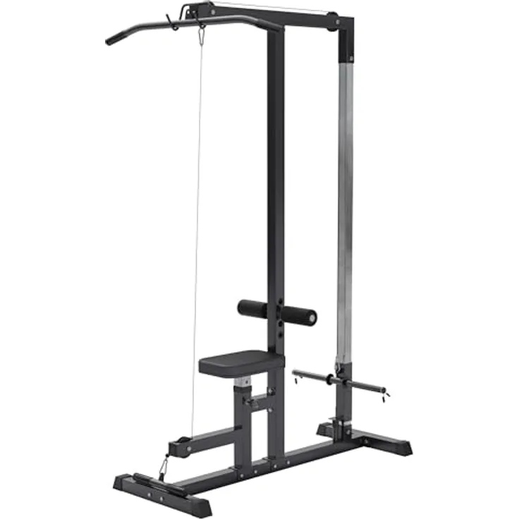 GORILLA SPORTS Latzugstation - Verstellbar, inkl. Trizepsstange und Latzugstange, bis 280kg Belastbar, 30mm - Schwarz - Vielseitige Fitnessstation für umfassendes Krafttraining