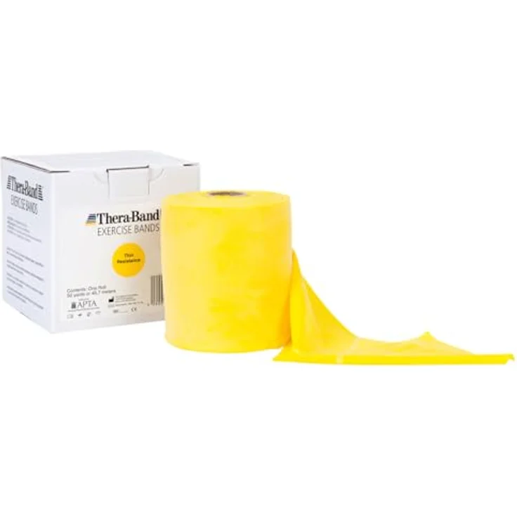THERABAND Original Fitness Latex-Widerstandsbänder, Vorratsrolle 45,5 Meter, 100% Naturlatex, Gelb | Leicht, ideal für Rehabilitation und Ganzkörpertraining – Bild 1