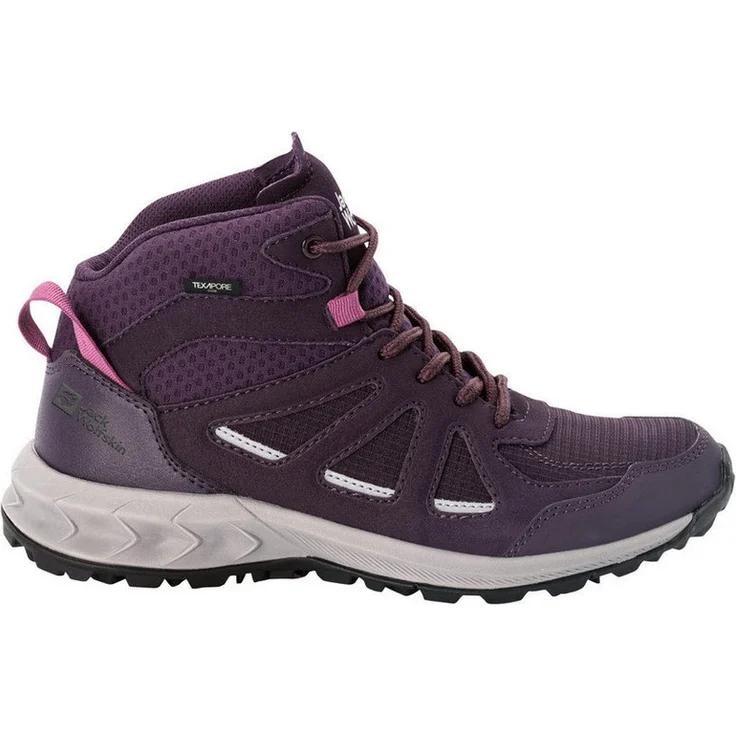 Jack Wolfskin Woodland 2 Texapore Mid W, Multifunktionaler Wanderschuh mit wasserdichter TEXAPORE-Membran und hohem Tragekomfort, schwarz