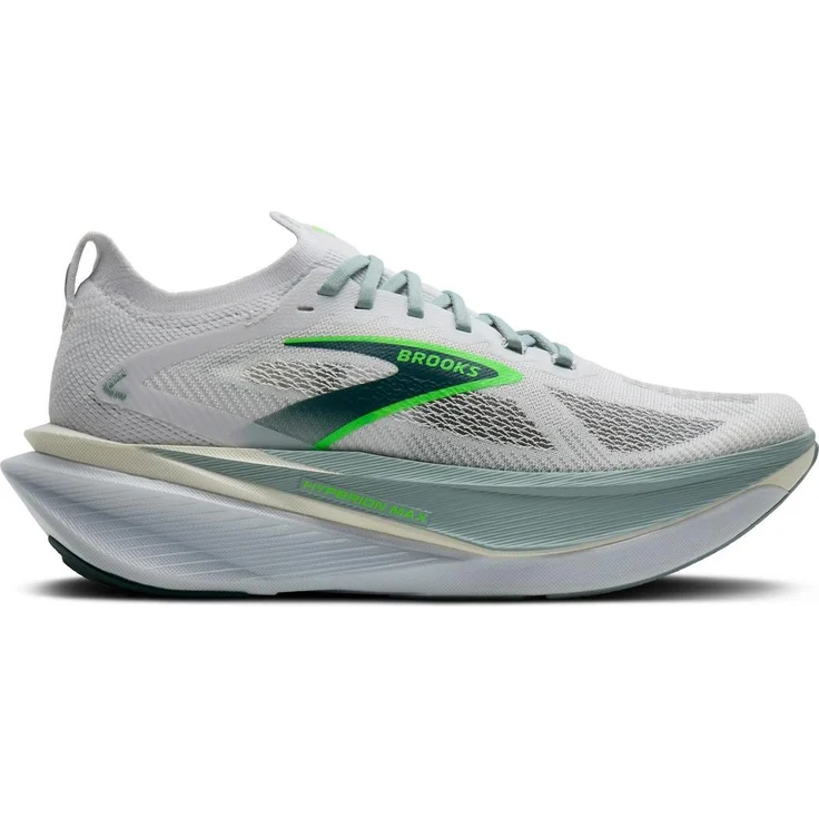 Brooks Hyperion Max 3, Laufschuhe mit atmungsaktivem Mesh, sockenähnlichem Schaft, weiß/grün, 10.0 – Bild 1