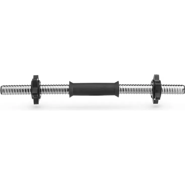 Gymtek - Kurzhantelstange, Länge 35-45cm, Ø 24mm (+/-2mm), 2 Sternverschlüsse Griff gerändelt Hantelstange Kurzhantel Hantelgriffe für Gewichte Hantelscheiben Dumbbells - Schwarz oder Silber