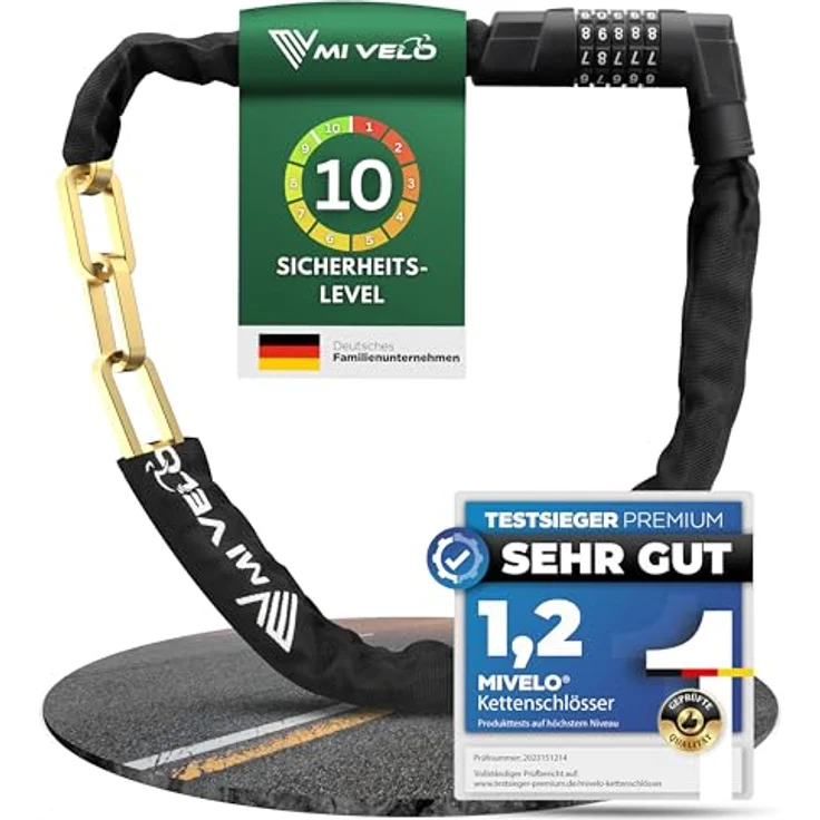 MIVELO Fahrradschloss Kettenschloss 100cm, 8mm gehärteter Stahl, Zahlenschloss mit 100.000 Kombinationen, hohe Sicherheit für E-Bike, MTB & Rennrad – Bild 1