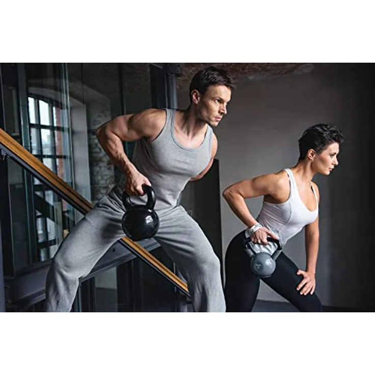 tiguar Kettlebell 10 kg, hellgrau, ergonomisch geformt, mit Gummifuß für Bodenschutz, ideal für Krafttraining und Home Fitness – Bild 4
