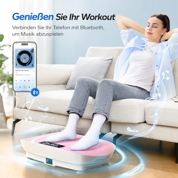 MERACH Vibrationsplatte, Leistungsstarke Vibrationsplattform für Ganzkörpertraining mit automatischer Geschwindigkeitsregelung und Bluetooth-Lautsprecher, Rosa – Bild 4