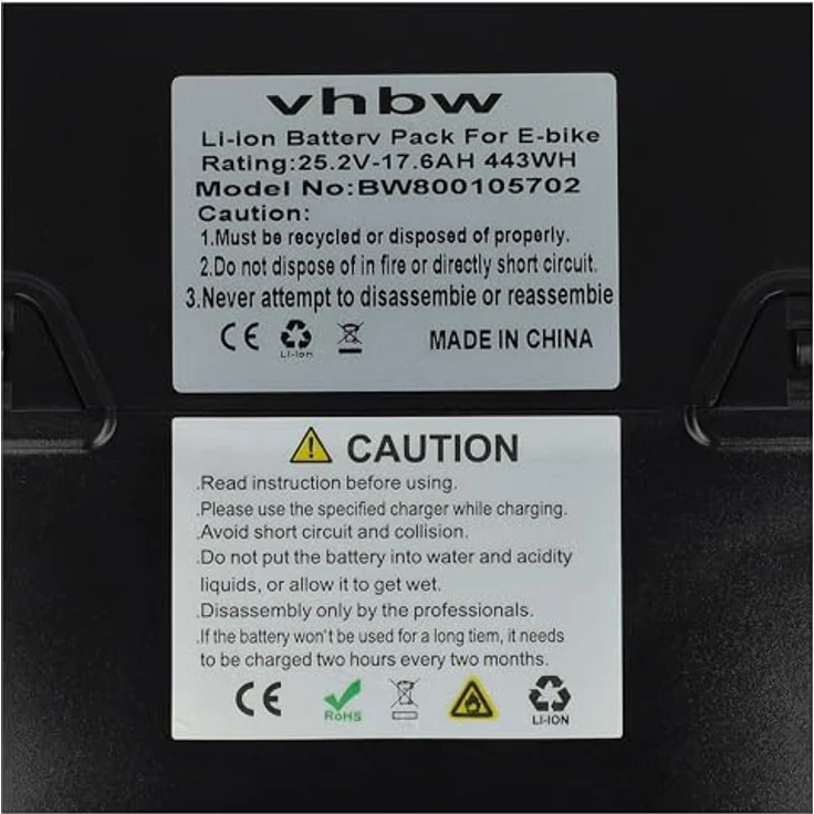 vhbw Akku für E-Bike Modelle (Flyer Cargo, C8 HS, C10 HS, C11 HS, C12 HS, C6) - 17,6 Ah, 25,2 V, Lithium-Ion, Schwarz – Bild 5