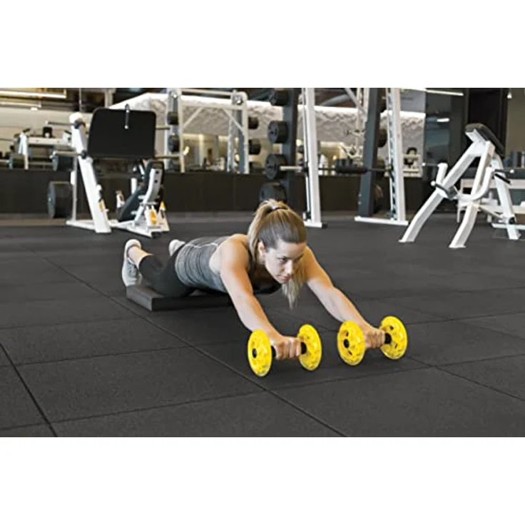 SKLZ COREWheels Dynamischer Kraft & Bauchtrainer, Workout Räder, Mit Ergonomischen Schaumstoffgriffen, Gelb/Schwarz – Bild 6