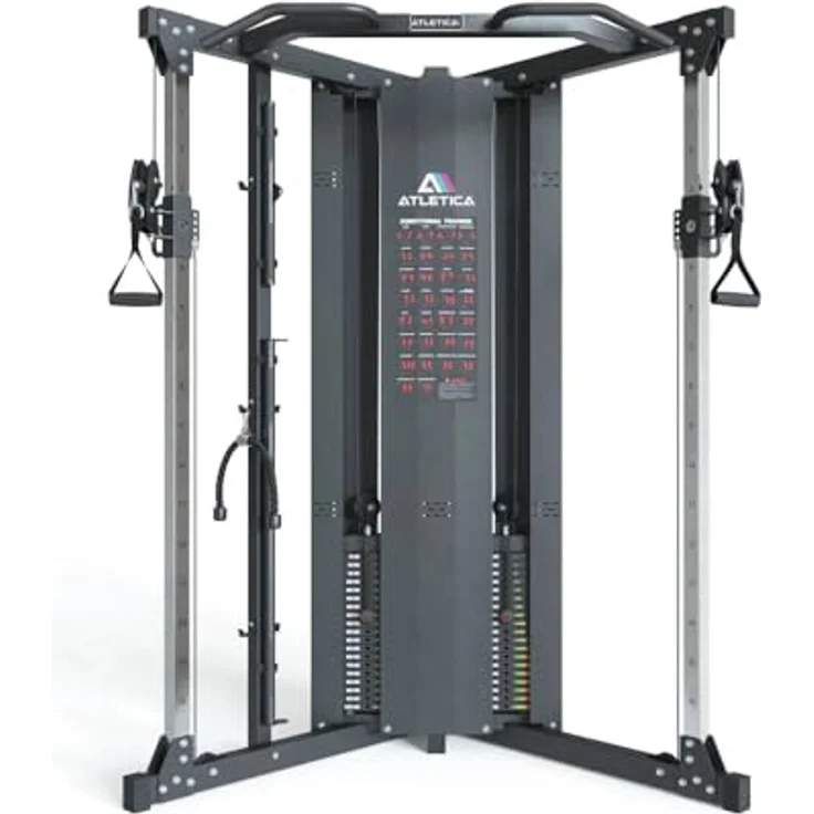 Atletica X-Five Kabelzug Station, Kraftstation für niedrige Deckenhöhen, 195 cm, 180 kg Steckgewichte, 2:1 Übersetzungsverhältnis – Bild 4