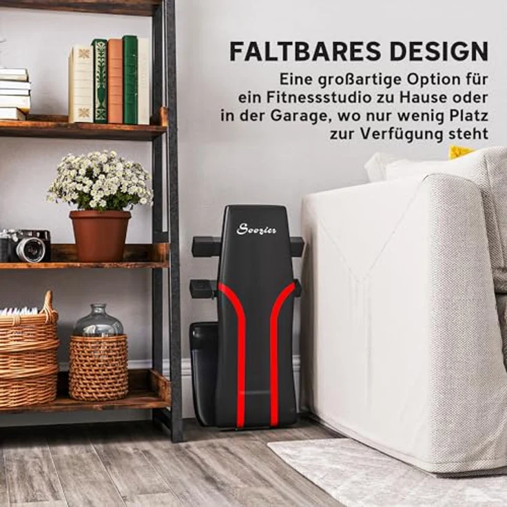 SPORTNOW klappbare Hantelbank, multifunktionale Fitnessbank mit 6-fach verstellbarer Rückenlehne, bis 250 kg Belastbarkeit, platzsparend und gepolstert für zuhause und Fitnessstudio – Bild 4