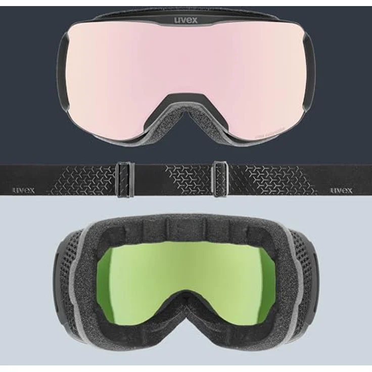 Uvex downhill 2100 CV, kontrastverstärkende Skibrille mit schmalem Rahmen und extra weitem Sichtfeld, black/rose-green, one size – Bild 4