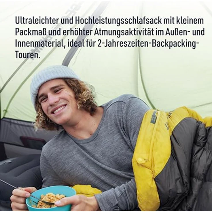 SEA TO SUMMIT Spark Ultralight Daunenschlafsack Regular (-1°C), Mumienschlafsack mit 850+ Loft Ultra-Dry Down, 493 g, Grey & Yellow – Bild 2
