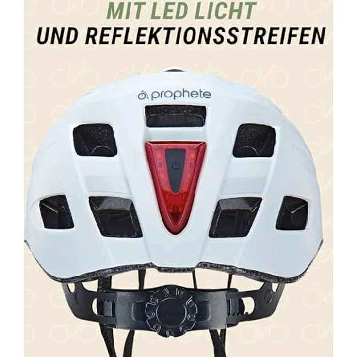 Prophete Urban Fahrradhelm, Erwachsenenhelm, GLUE ON, 58-61 cm, 280 g, weiß, mit LED – Bild 5