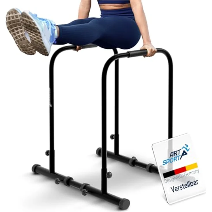 ArtSport Dip Barren Kraftstation, 500 kg belastbar, verstellbare Stangen & rutschfeste Griffe, Schwarz – Bild 1
