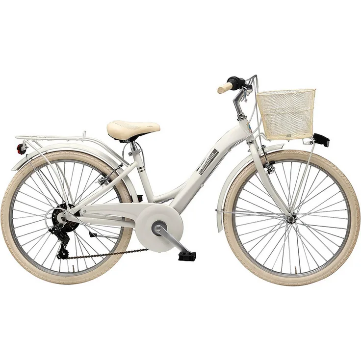 Adriatica Cityfahrrad PANDA 24 Zoll, creme, mit 6-Gang Kettenschaltung und Gepäckträger