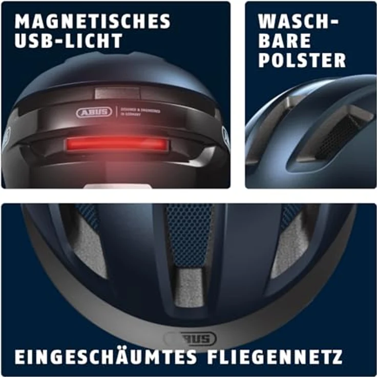 Abus PURL-Y Velohelm, NTA klassifizierter Fahrradhelm für E-Bikes und S-Pedelecs, 54 - 58 cm, mit Verstellrad und wiederaufladbarem LED-Licht – Bild 4