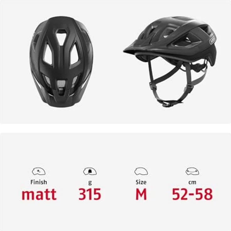 ABUS Fahrradhelm Aduro 3.0 LED, sportiver City-Helm mit Rücklicht für Damen und Herren, Größe M, Schwarz – Bild 5