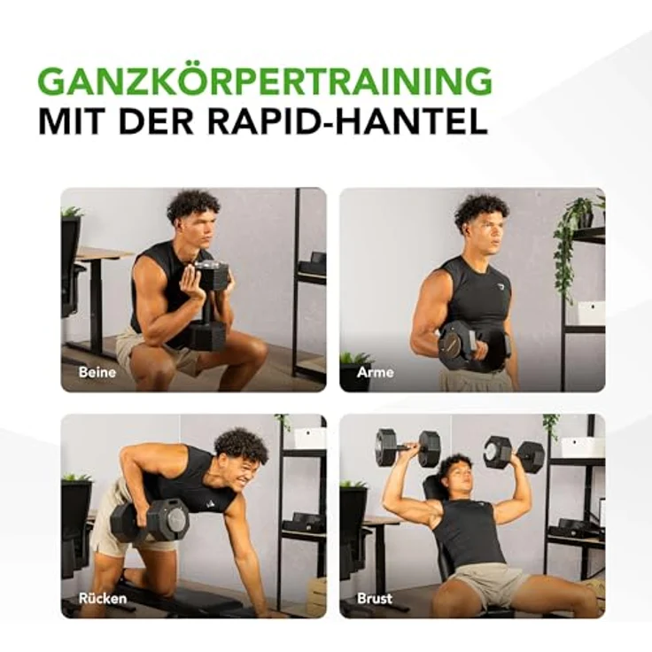 Tunturi Rapid Verstellbare Hantel, Einzelsatz 20 kg, verstellbar von 4 bis 20 kg, 9 Hanteln in einem, inkl. Trainings-App – Bild 4