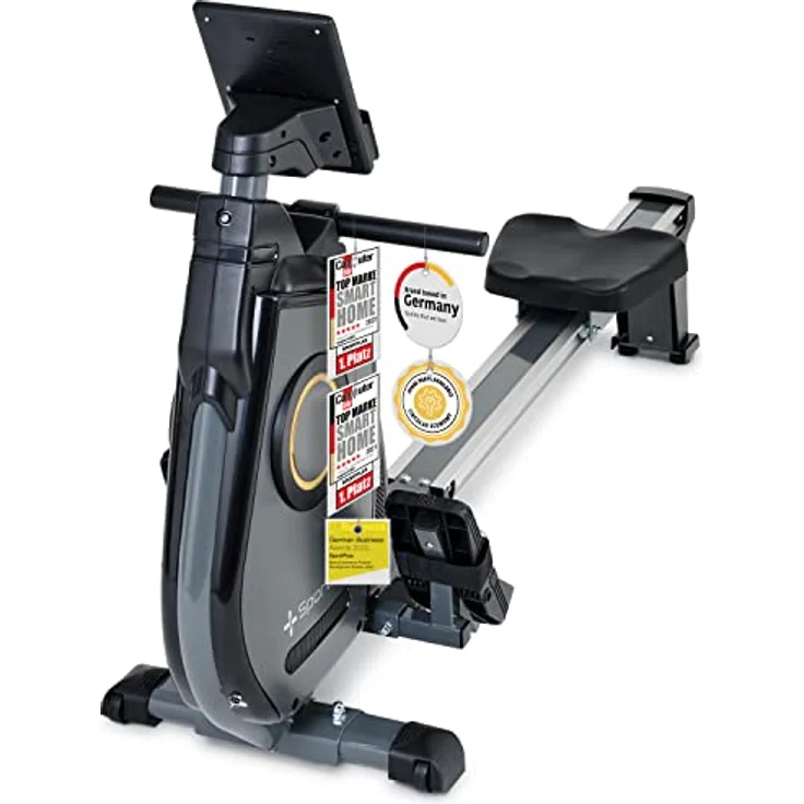 SportPlus Rudergerät für zuhause, Rudergerät klappbar mit App-Steuerung und 24-Stufen-Magnetbremse mit 8kg Schwungmasse, Maße: ca. 180x48x96,5cm (LxBxH); Klappmaße: 79x48x134cm (LxBxH) – Bild 1