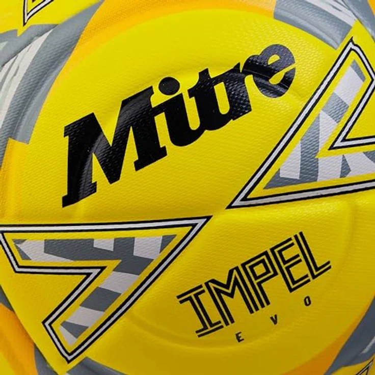Mitre Impel Evo Fußball | strapazierfähiger Trainingsball mit Hyperseam-Technologie | Fluo-Gelb/Schwarz/Kreisgrau, Größe 4 – Bild 4