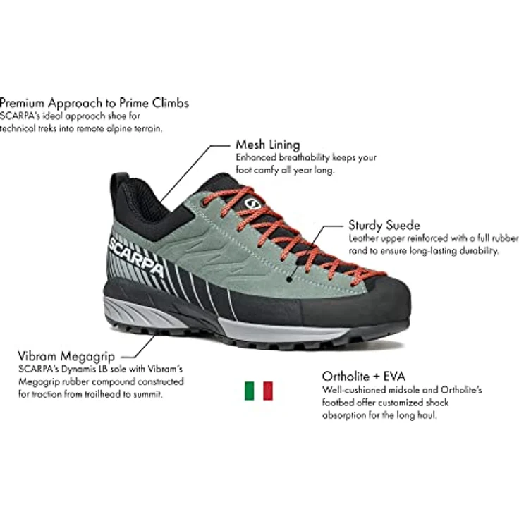 Scarpa Women's Mescalito, leichter Approachschuh aus wasserabweisendem Veloursleder, grau, 330 g, mit Vibram Litebase Sohle für optimale Traktion – Bild 3