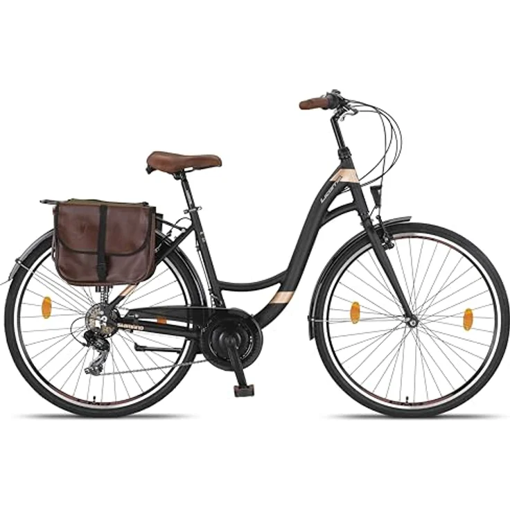 Licorne Bike Stella Plus Premium City Bike Aluminium Fahrrad - 21 Gang-Schaltung - Hollandfahrrad (28 Zoll, Schwarz) – Bild 4