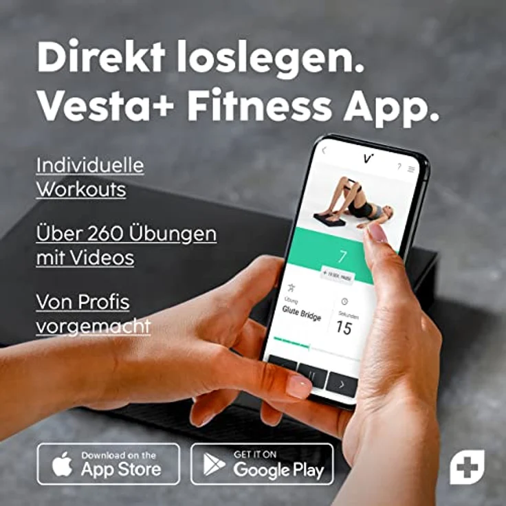Vesta+ Balance Pad Blau M + Fitnessband + Fitness APP, Testsieger bei Balance Pads als Stabilisationstrainer & Balance Kissen, Balance Board M Pad als Balance-Pad, Balancepad Physio, Balancekissen – Bild 2
