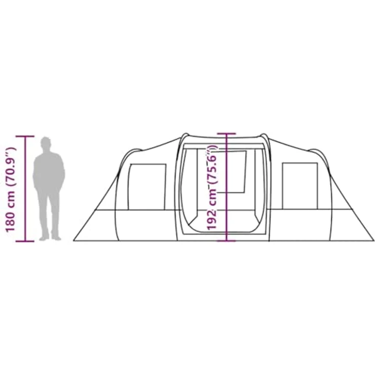 vidaXL Tunnelzelt 4 Personen Camouflage, wasserdichtes Campingzelt mit zwei Schlafkabinen und E-Anschluss, einfacher Auf- und Abbau – Bild 4
