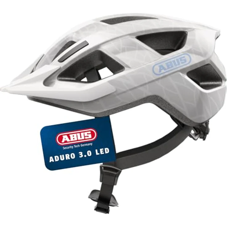 ABUS Fahrradhelm Aduro 3.0 LED - City-Helm mit Rücklicht, Größe S, Weiß – Bild 1