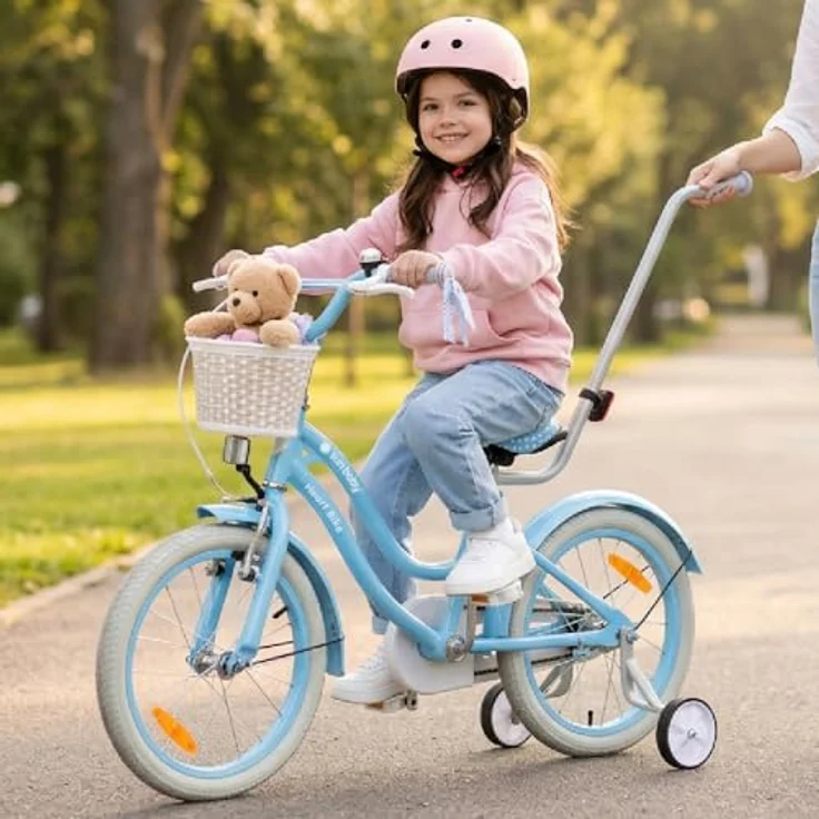 Sun Baby Kinderfahrrad Silver Moon 16 Zoll Mädchenfahrrad mit Stützrädern, Blau – Bild 9