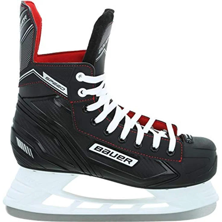 Bauer SPEED SKATE SR EH, Hochwertiger Schlittschuh für Eishockey-Spieler, Schwarz/Weiß/Rot/Silber, Größe 45.5 – Bild 2