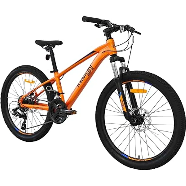 Keskin HT MTB1 24" Kinder Mountainbike, 21-Gang Shimano, 2.35" Luftreifen, Aluminiumrahmen, orange, Scheibenbremsen