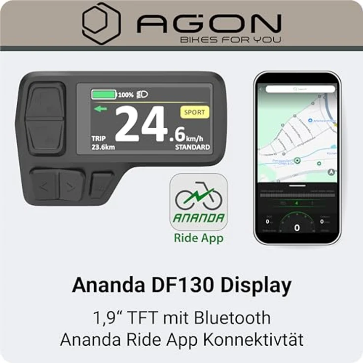 Agon Alpha E Bike Mountainbike 27,5 Zoll, 540 Wh Akku, 10 Gang Shimano Deore, schwarz/beige – Bild 4