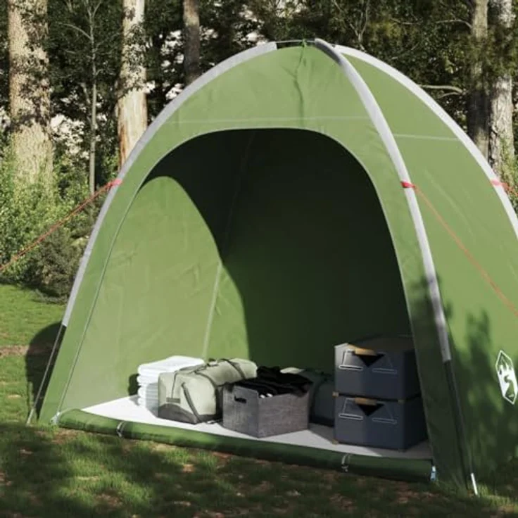 vidaXL Beistellzelt, Lagerzelt mit Stauraum, Umkleidezelt Wasserdicht Tragbar, Campingzelt Aufbewahrungszelt Zelt, Grün 185T Polyester – Bild 2